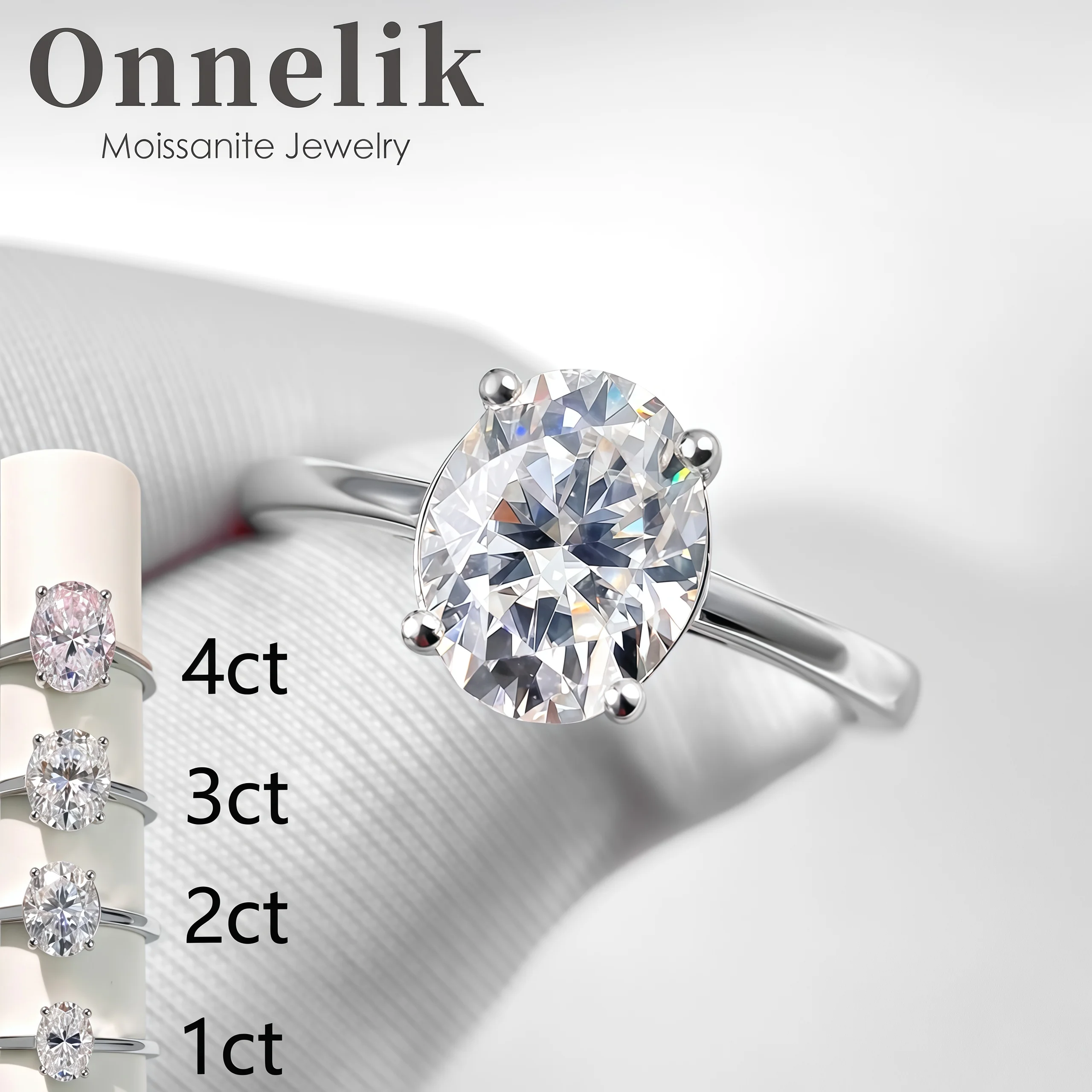 

Кольцо Onnelik с муассанитом овальной огранки 1-4 карата, 5x7 мм, из стерлингового серебра S925, ювелирное изделие для женщин, подарок на помолвку или свадьбу