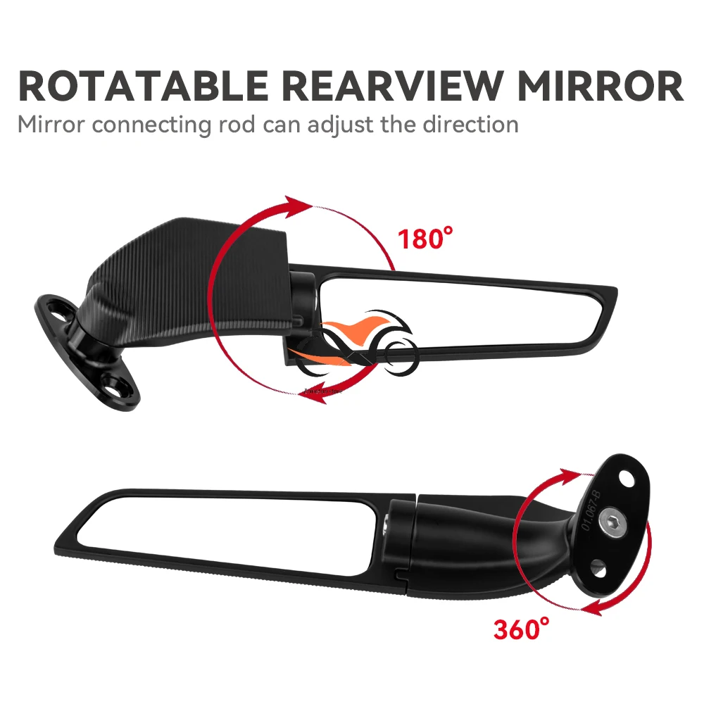 

For Honda CBR250RR 600RR 500R Modified 2PCS Motorcycle Rearview Mirrors Wind Wing Adjustable Rotating Rearview Mirrors