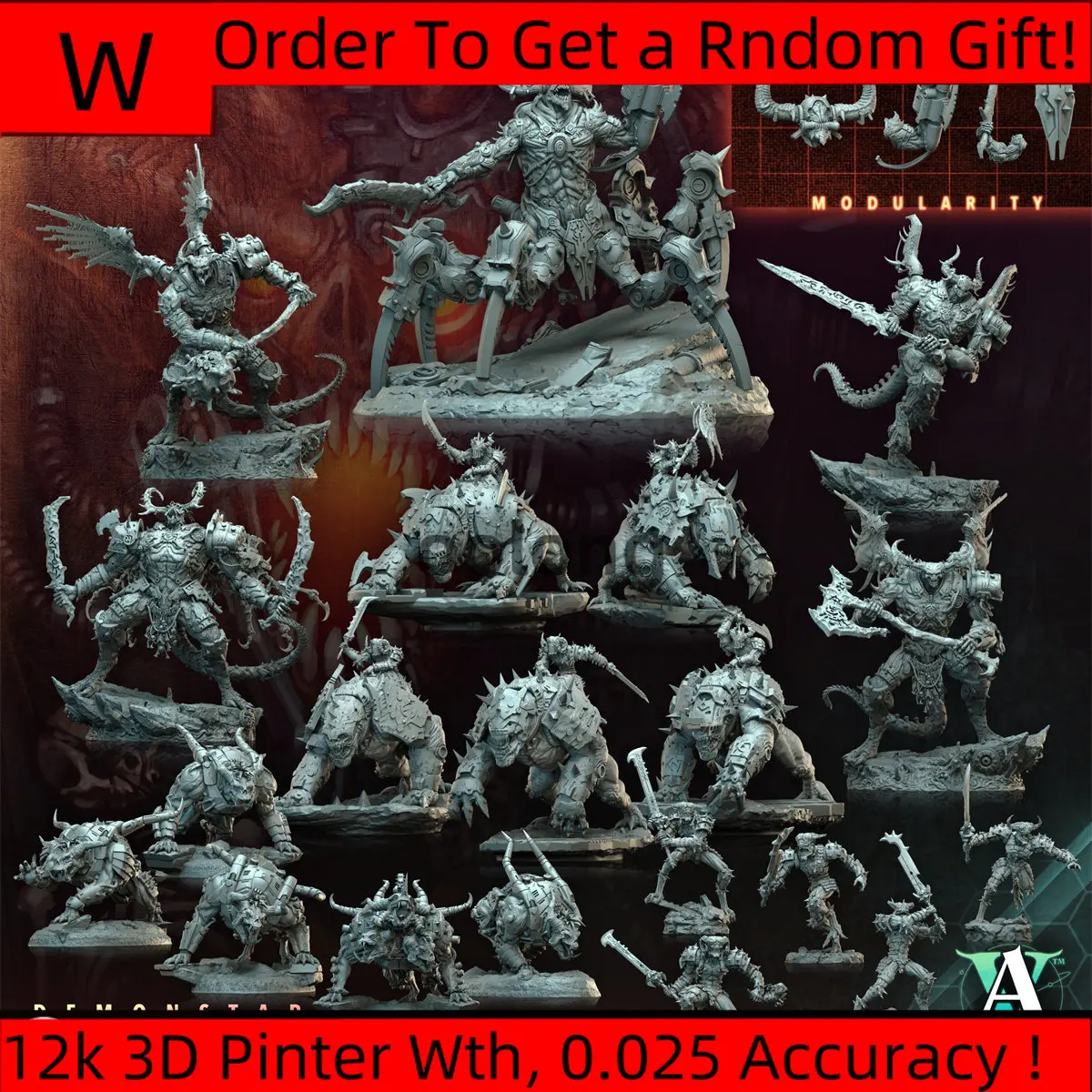 Dnd Miniatures Figures [Chaos] Hellhound Soldier Demon Prince Knight Board Game Model 3d Printing