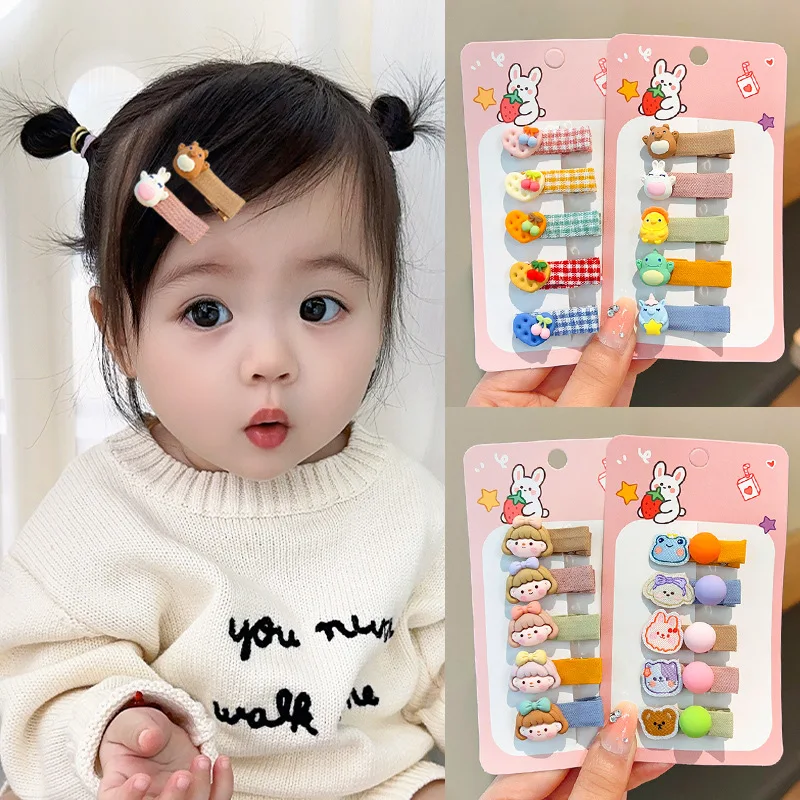 

Baby Hair Clips No Pull Soft Fabric Covered Cute Korean Style Mini Flyaway Barrettes for Infant Toddler Girl Fine Hair (5 Pcs)
