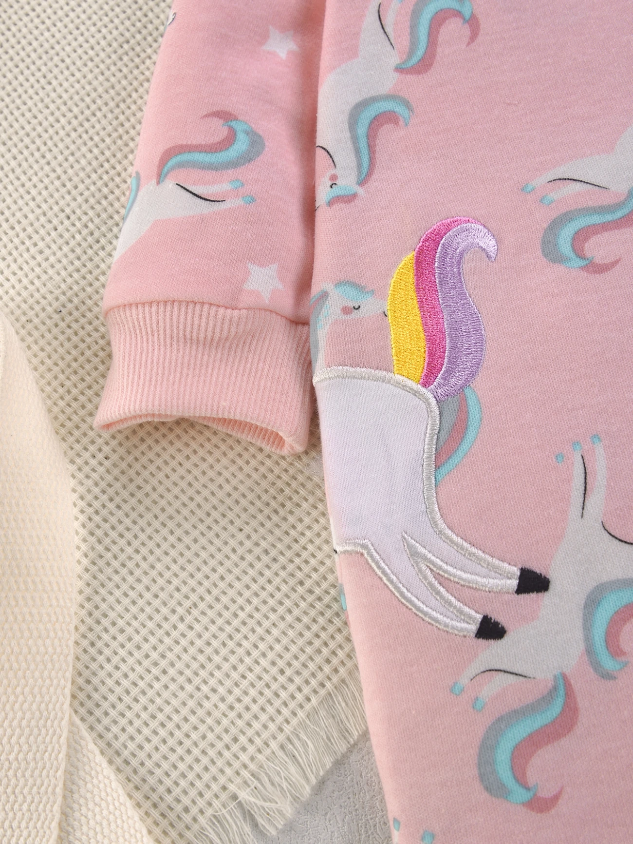 6-24 Monate Kleinkind Mädchen Doppelseitiger Baumwoll-Reißverschluss-Strampler Gestreifter Cartoon-Druck Tier-Stickerei Overall Ganzjahres-Babykleidung – Detail 6