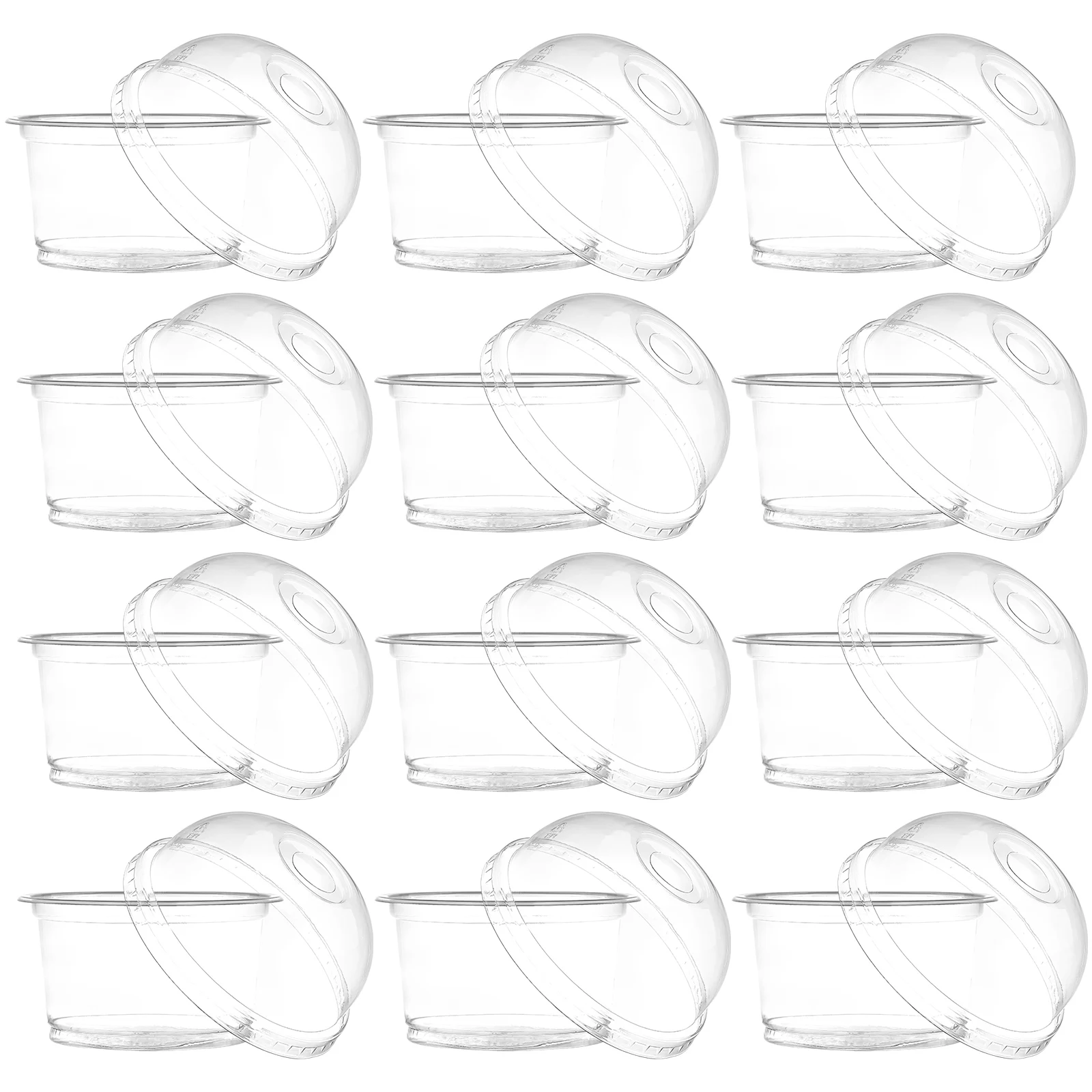 

50Pcs Clear Disposable Dessert Cups With Lids 250ml Perfect For Fruit Parfait And Salads
