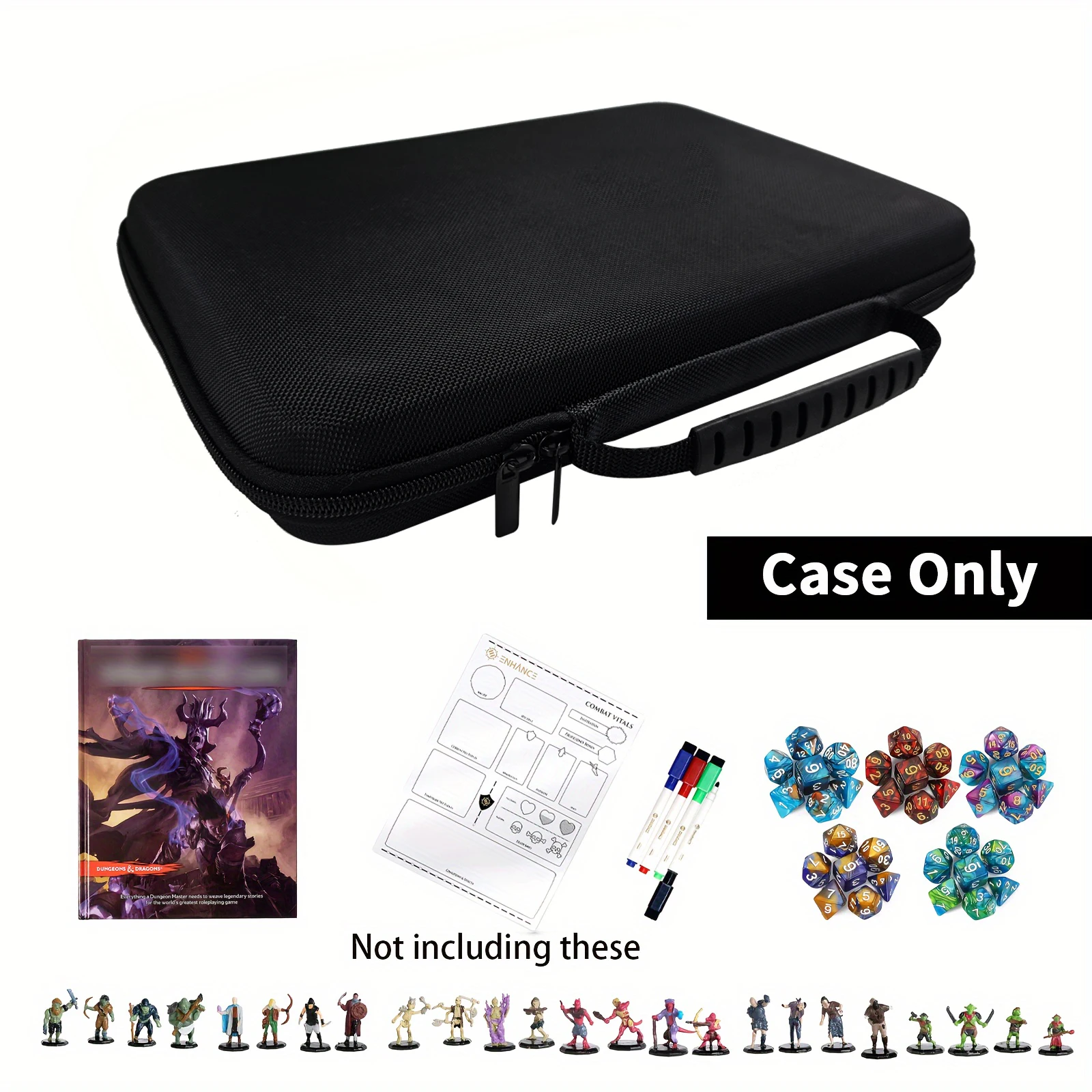 

DND Dice Tray Box for Dungeons and Dragons Portable Polyhedral Dice Storage Bag RPG Tabletop Game Rolling Tray Holder (Bag Only）
