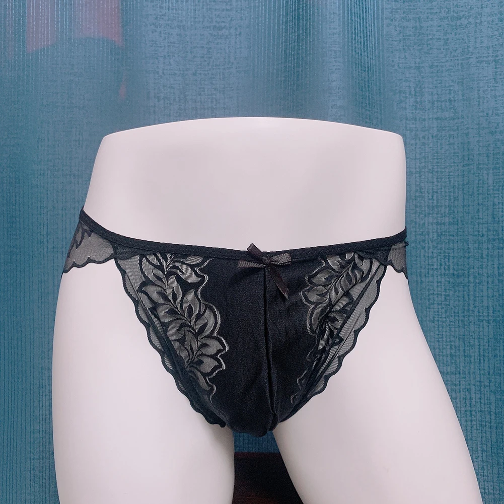 

Loungewear Men Lace Briefs Floral Transparent Briefs Breathable Mesh Classic Style Comfortable Fit Hollow Design