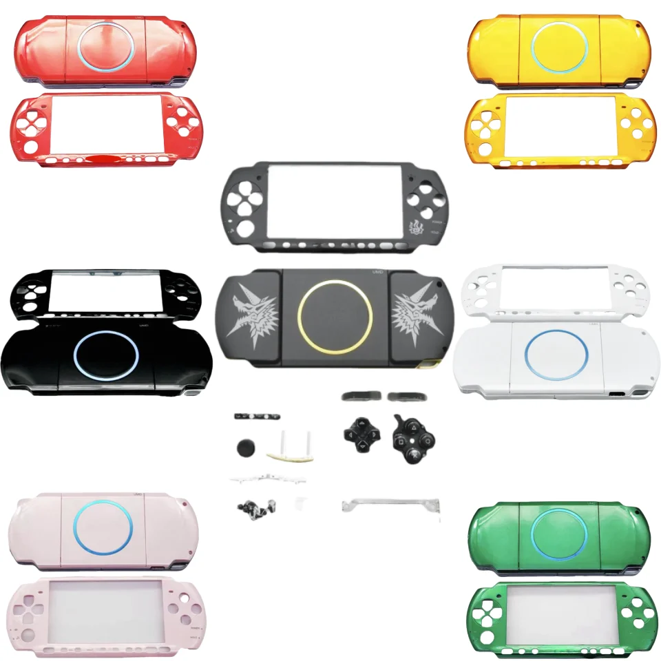 حافظة بديلة لوحدة التحكم PSP3000 لـ PSP 3001/3002/3010 حافظة سفلية أمامية جديدة غطاء حماية أخضر مع أزرار