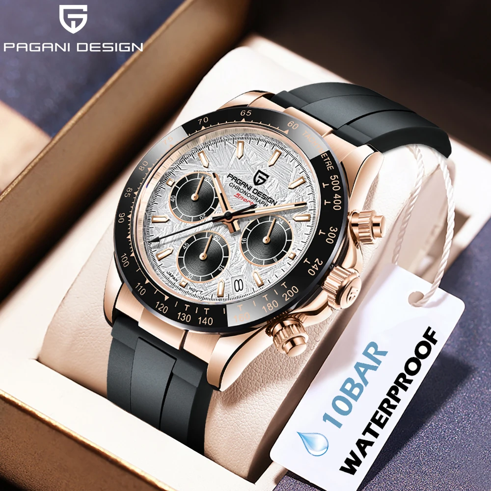 

PAGANI DESIGN Top Luxury 2025 New Quartz Gift Watch Waterproof Rubber Multi functional Business Men's Watch Reloj+box