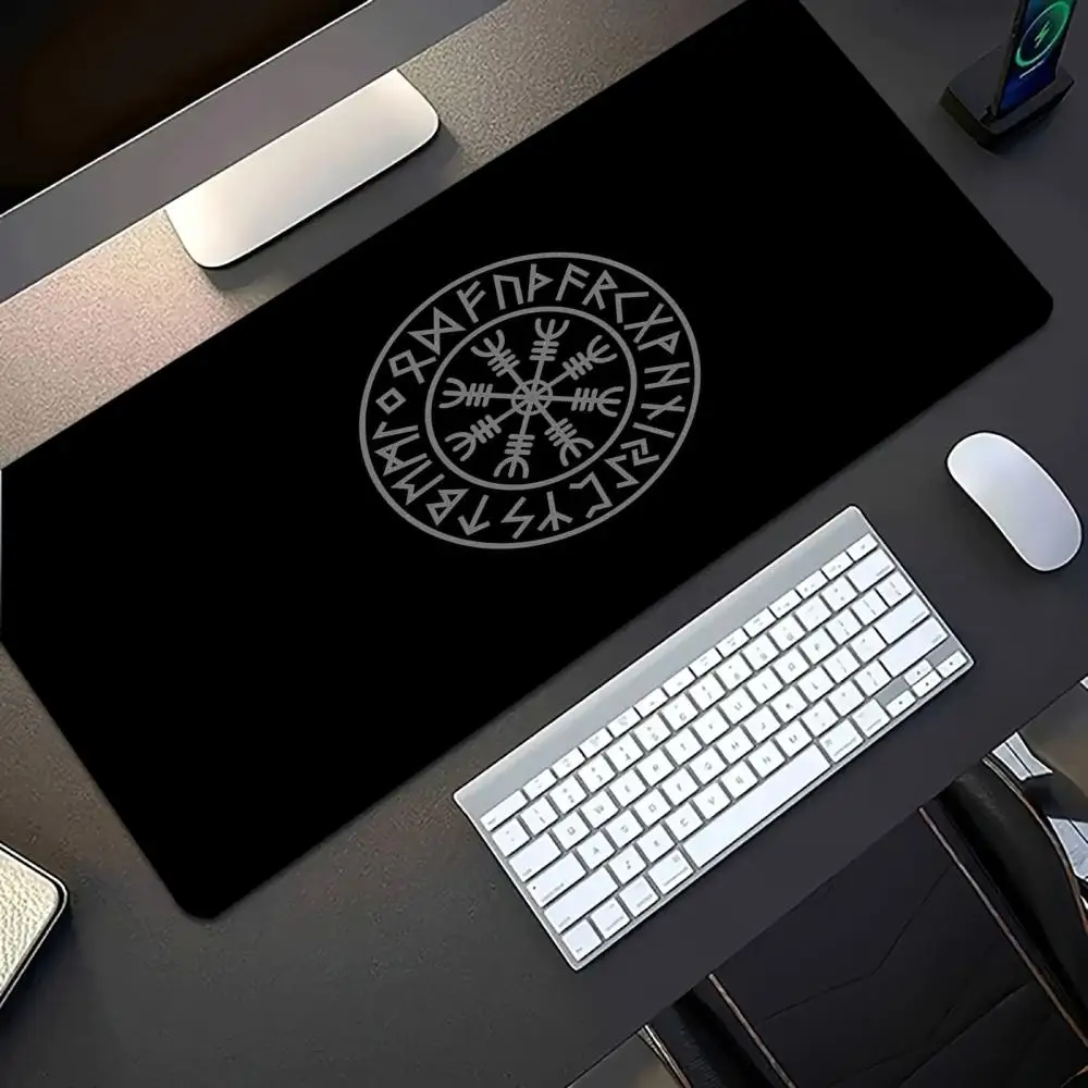 Viking Vegvisir Norse Rune Symbol Extended MousePad Non Slip Rubber Desk Mat For Gaming Laptop Keyboard Home Office Gaming Setup