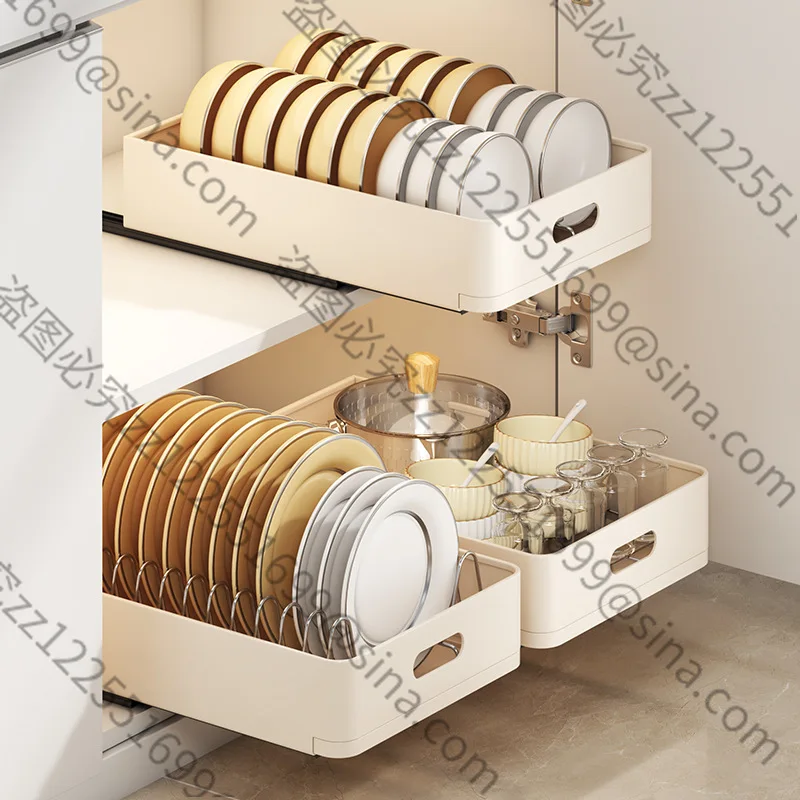 Suitable for Dish Storage Rack, Cabinet Drawer Type Pull Basket, Dish Pull Drain, Kitchen Shelf