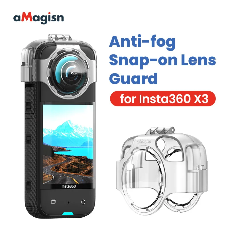 For Insta360 X3 Anti-fog Snap-on Lens Guard Silicone Sleeve Buckle Protective Case Transparent Cover Bracket Camera Accessories
