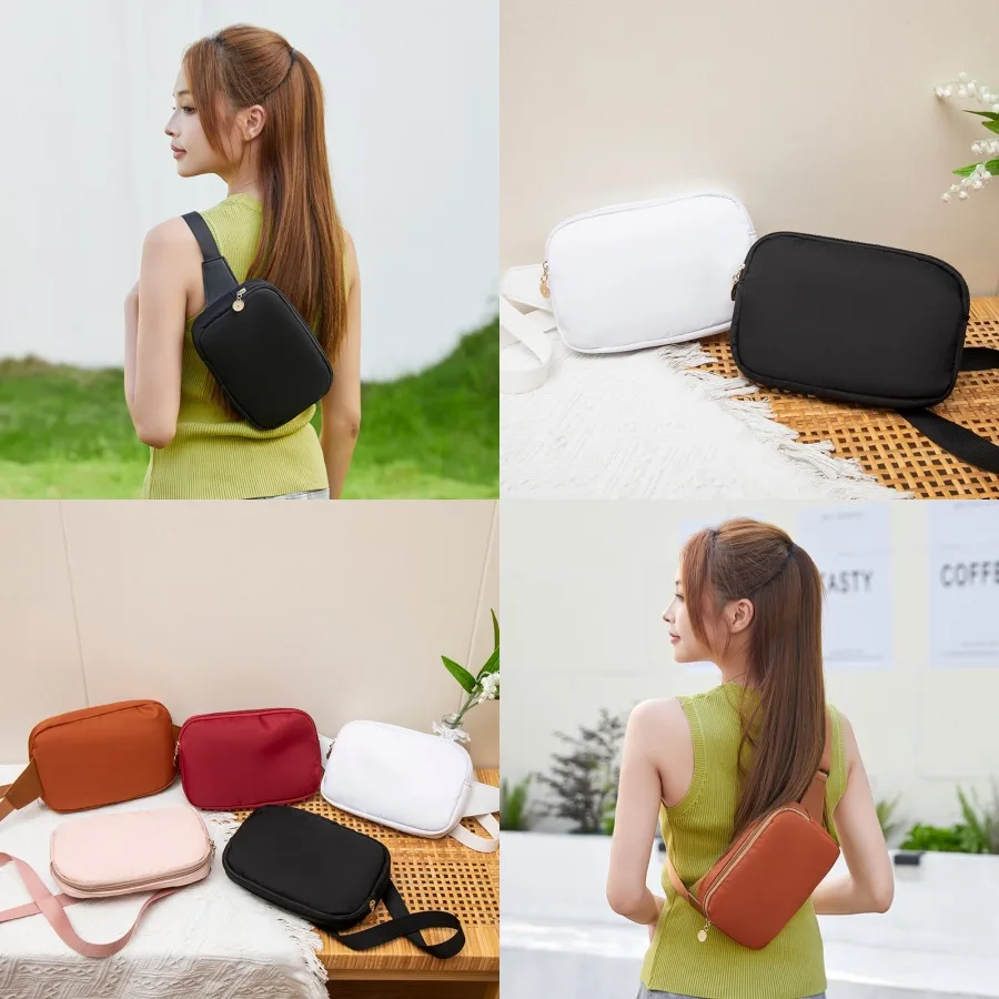 

【Новый стиль】- Женская нагрудная сумка в стиле Lulu, простая и универсальная, многофункциональная, на одно плечо, поясная сумка из нейлона.