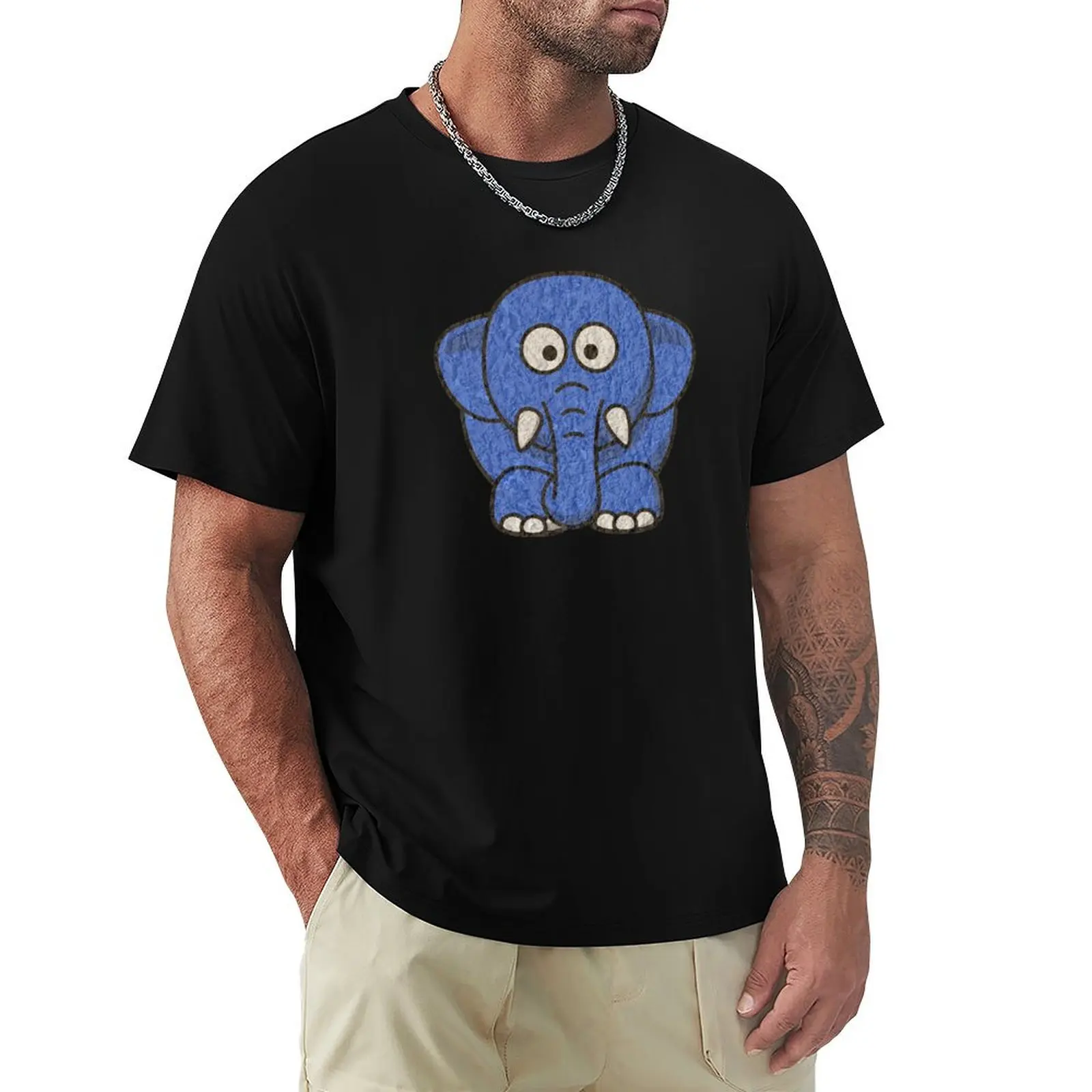 

Elephant T-Shirt Vintage Print Crew Neck Tee