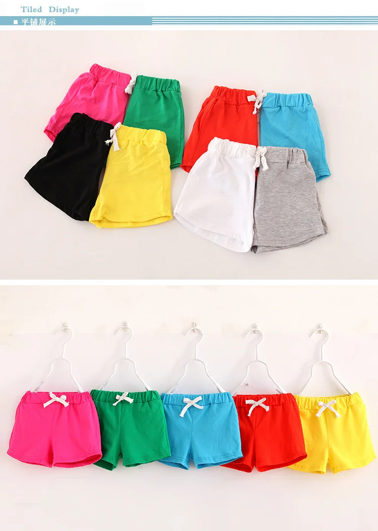 V-TREE Summer Boys Shorts Candy Color Sports Shorts For Girls Cotton Children Casual Shorts Kids Beach Shorts