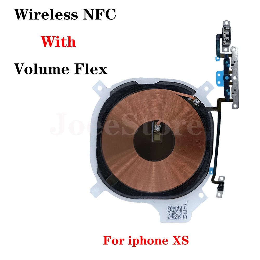 JoeeStore Wireless Charging Receiver Coil NFC With Volume Flex Cable For iPhone 8 8Plus X XS XR Max Charger Panel Replace Parts