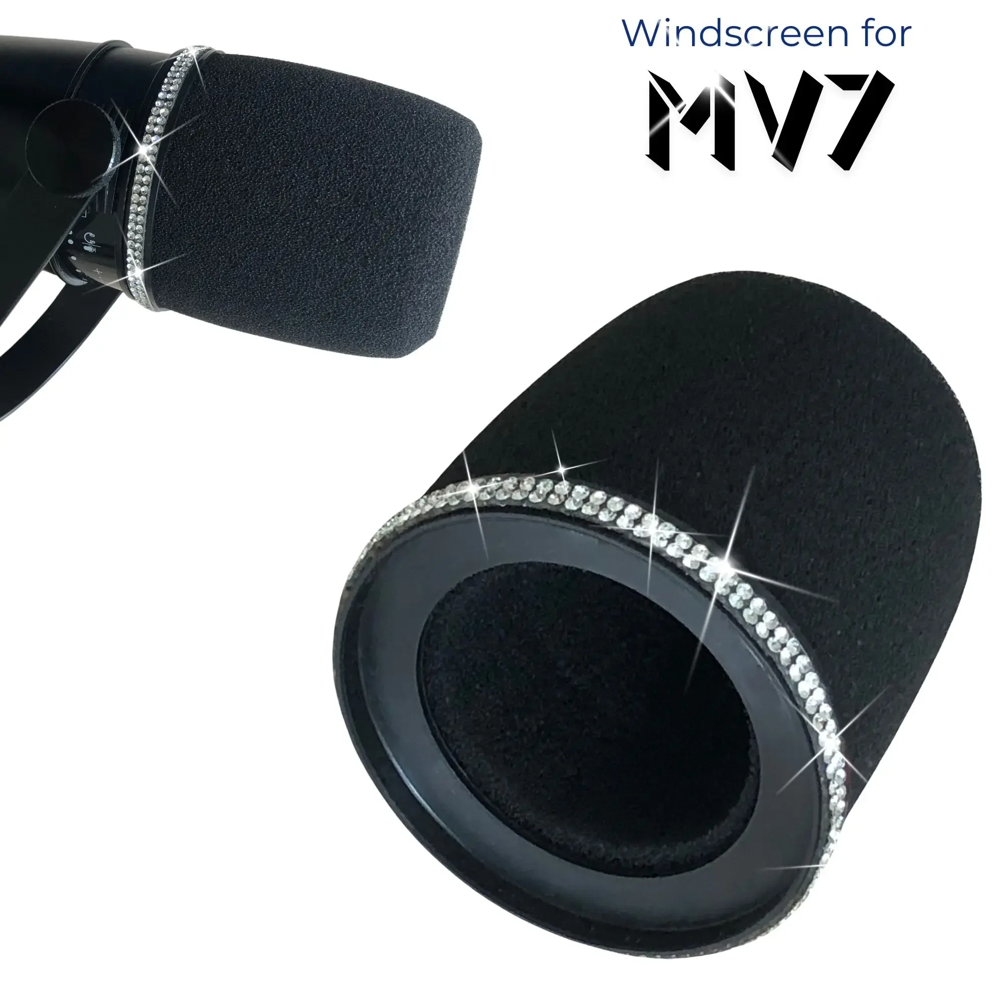 Sparkly MV7 Foam Pop Filter for Shure MV7, MV7X, MV7i, MV7+ Microphone Boom Arm Sponage Windscreen Mic Sponage Cover