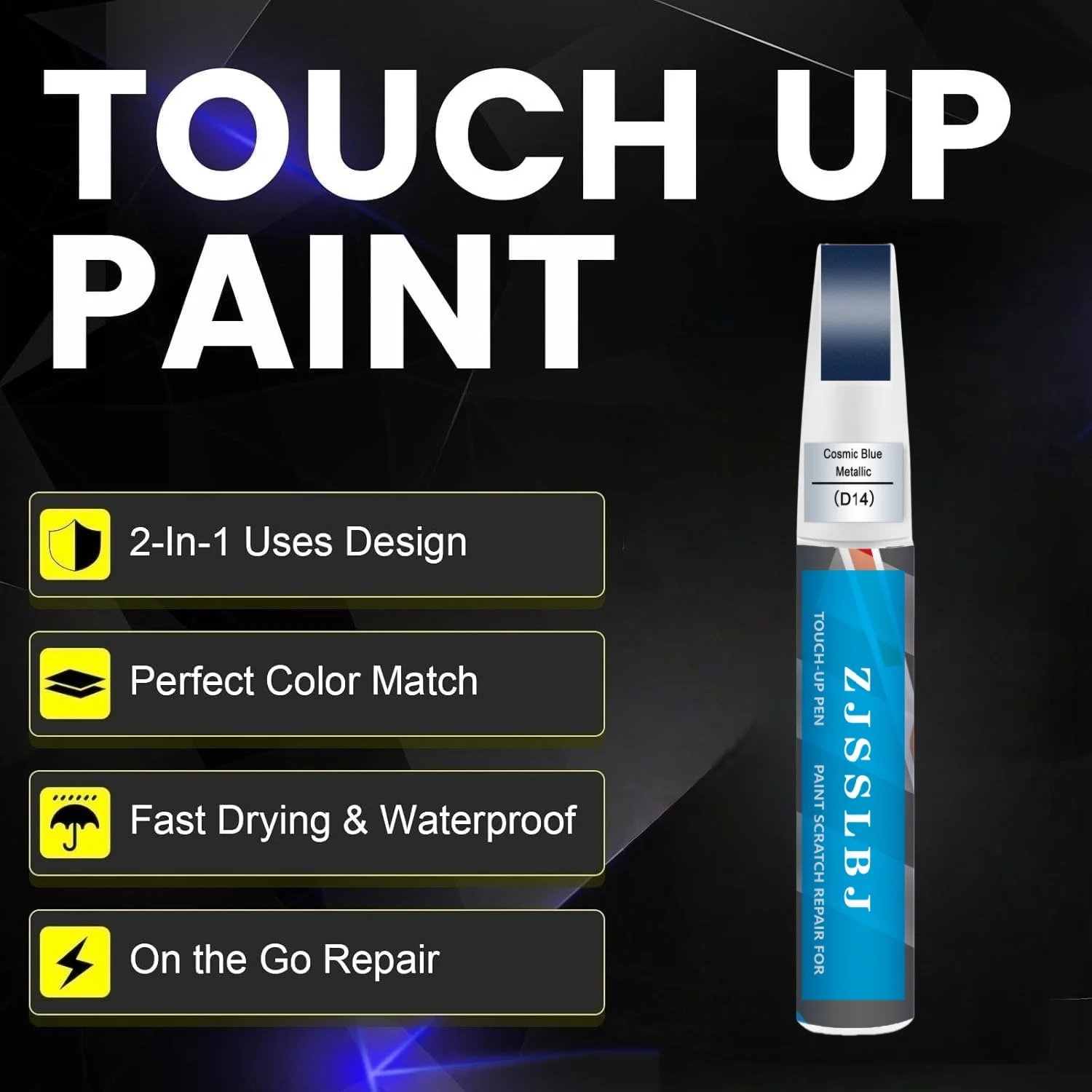 Car Touch Up Paint(Cosmic Blue Metallic(D14)) for Mitsubishi, Car Paint Scratch Repair Kit, Quick & Easy Solution to Repai