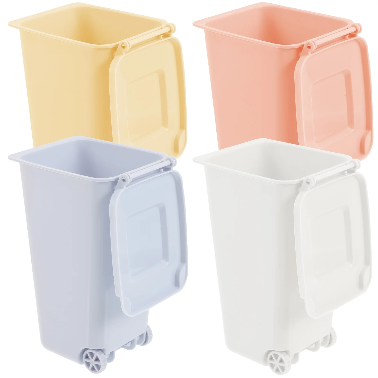 

4pcs Mini Desktop Trash Cans Compact Countertop Wastebaskets For Office Home Bedroom Small Garbage Holders Removable Lid Space