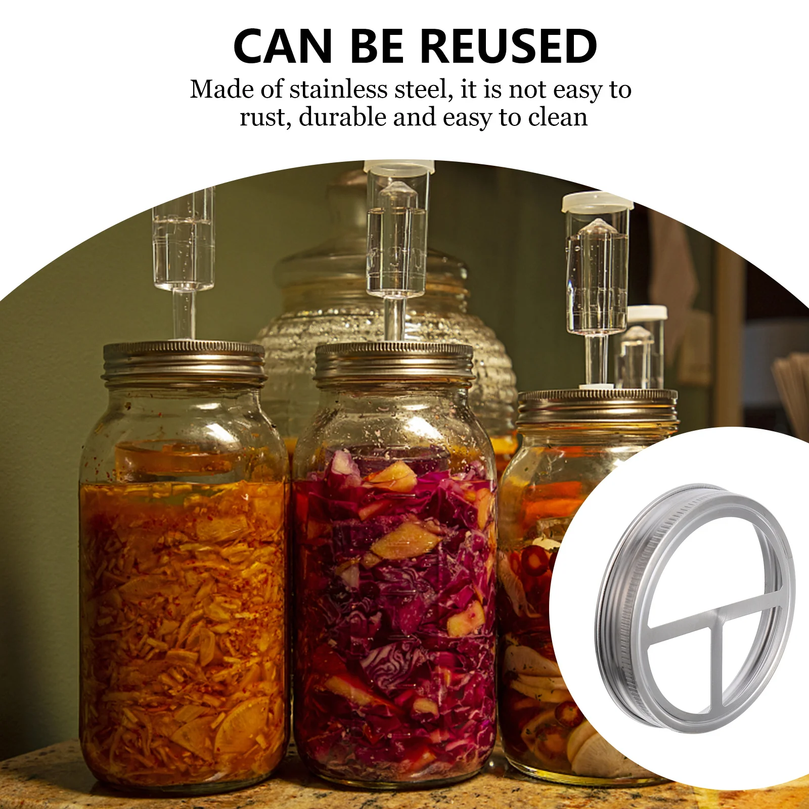 

4pcs Mason Lids Stainless Steel Split Type Bands Regular Mouth Easy Clean Mason Jar Lid Bands Storage Food Container