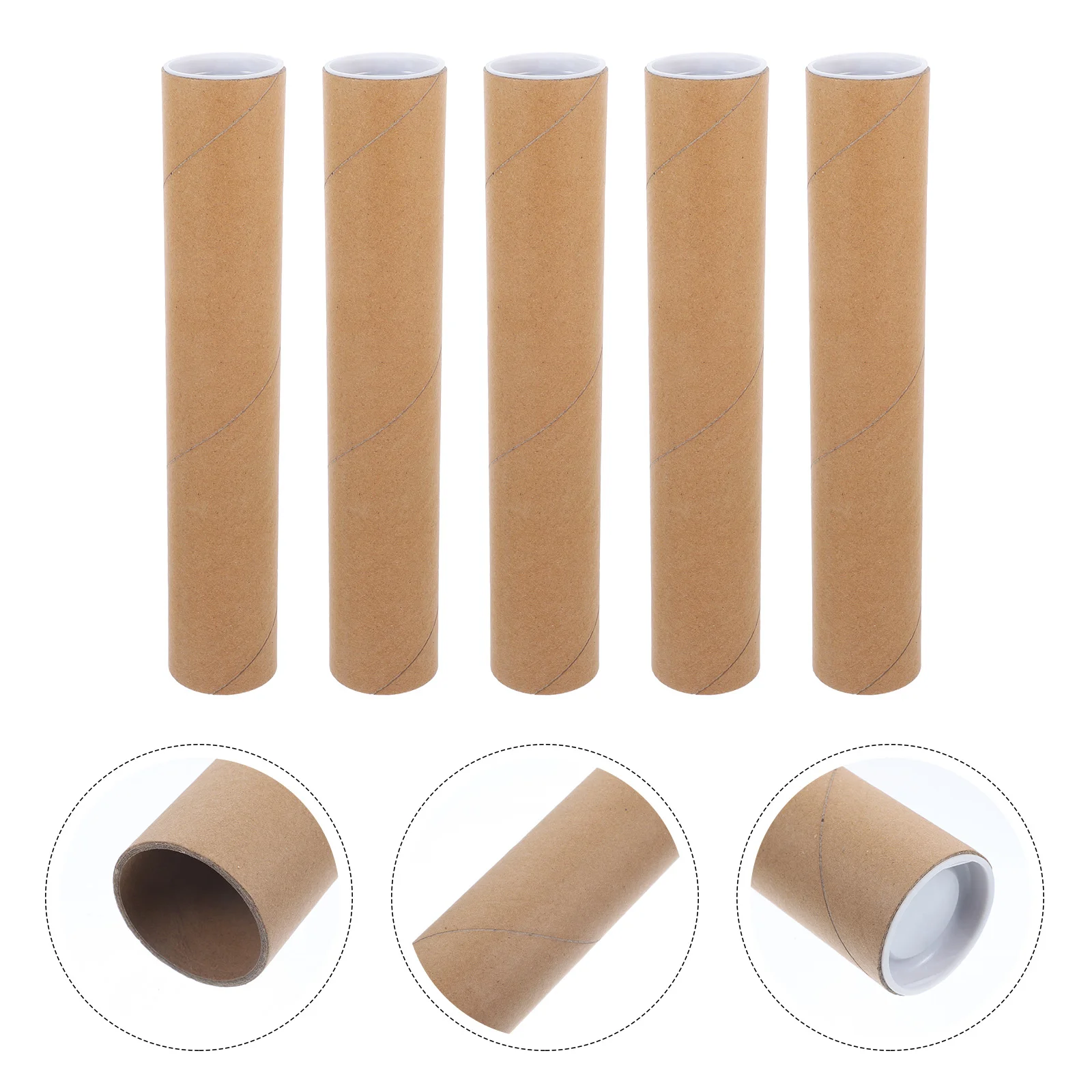 5 Pcs Postal Administration Documents Storage Tube Poster with End Caps Cardboard Tubes Box Lid Convenient