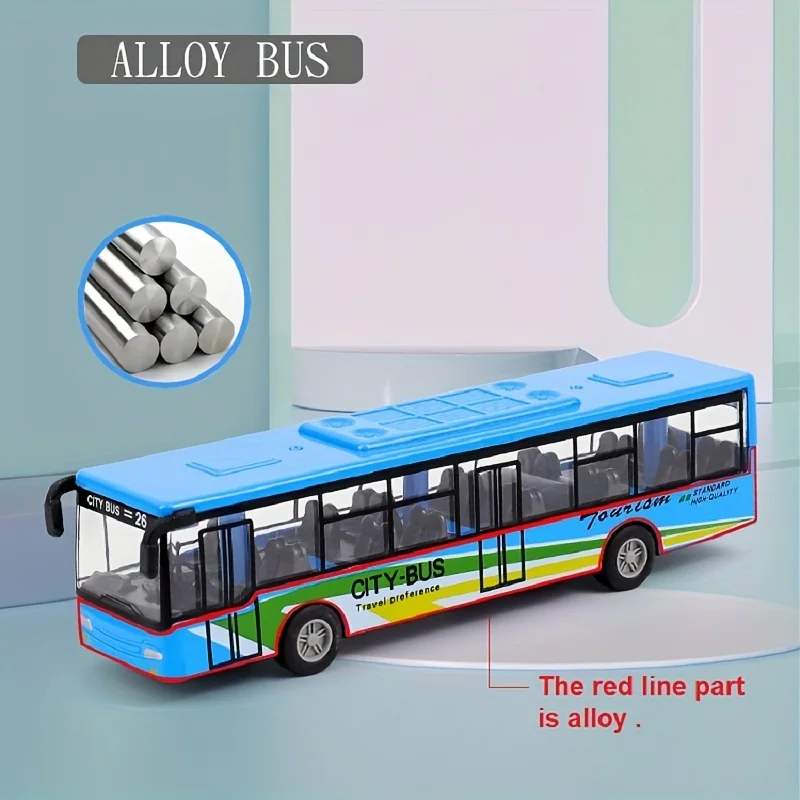 1PC Die-Cast Metal Alloy Engineering Pull Back Bus Toys,Perfect for Collections,Suitable for Indoor,Outdoor Festive Occasions