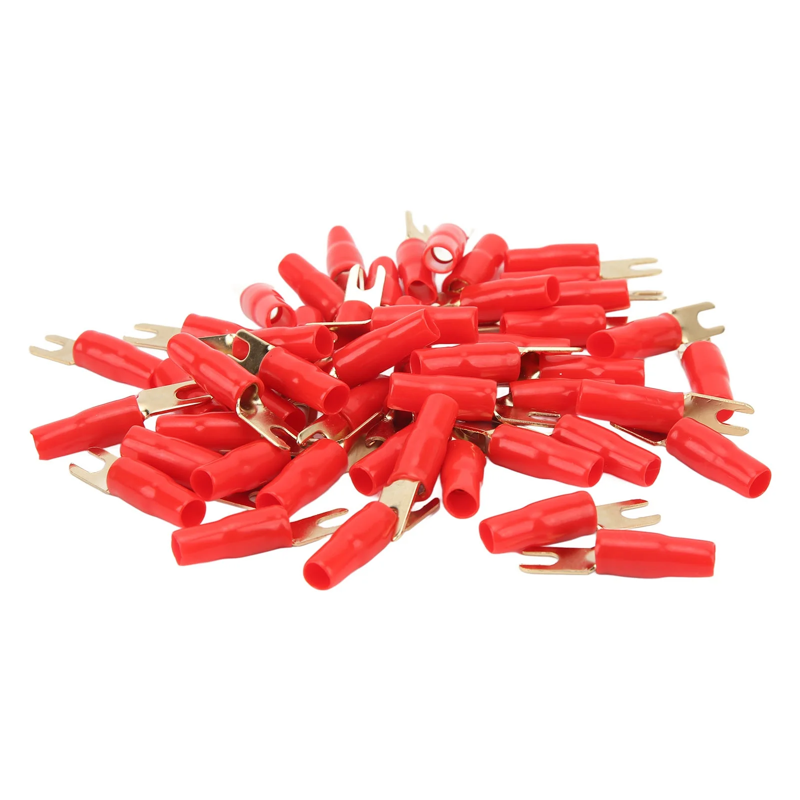 50Pcs 8 Gauge Fork Spade U Type Wire Connectors Electrical Crimp Terminals Copper Wire Lugs for Auto Home Industry