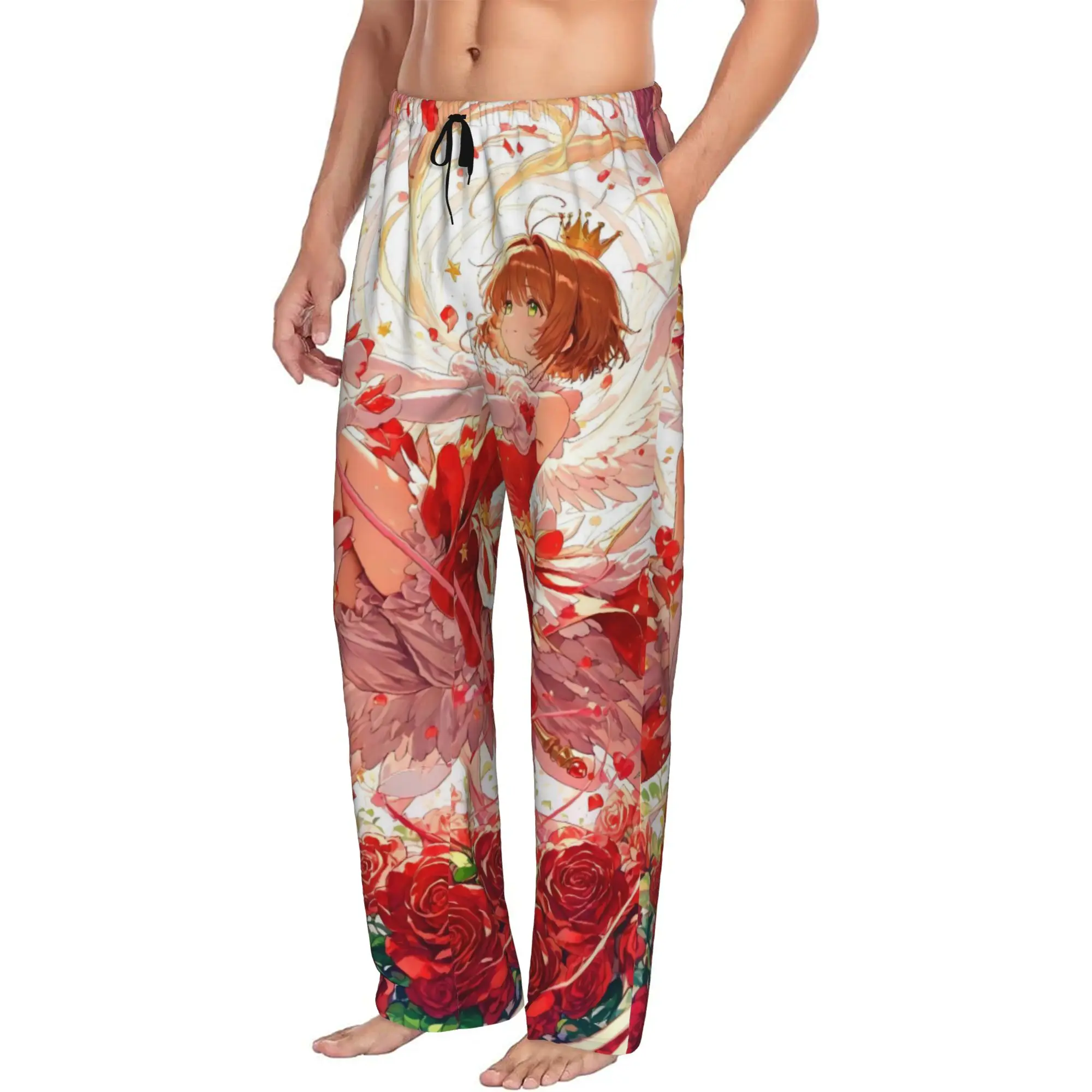 

Custom S-Sakuraes Spell Comic Rose Pajama Pants Men's Movie Lounge Sleep Drawstring Sleepwear Bottoms with Pockets
