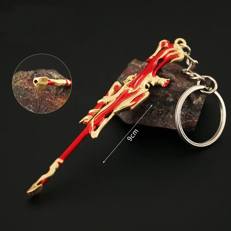 9 سنتيمتر Valorant المشاجرة ريفر سلاح نموذج المفاتيح للرجال مشغل الإمبراطوري الجلد حلقة رئيسية معدنية المشجعين سيارة حقيبة الديكور مجوهرات #3