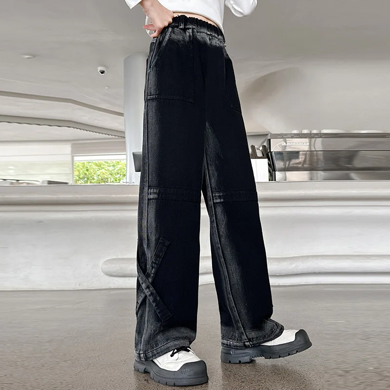 Baby Girl Pants Girls Straight Leg Jeans Spring and Autumn 2024 New Big Children Clothing Pants Fashion Girl Autumn Clothing image 3