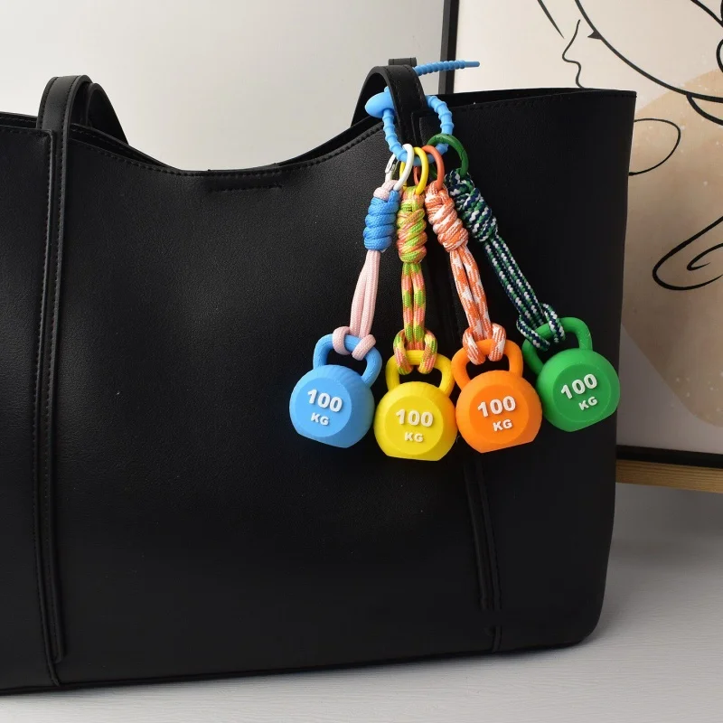 Chaveiro de Fitness com Halteres e Kettlebell, Acessórios para Chaveiro de Academia, Pingentes para Bolsas e Mochilas, Presentes para Mulheres e Homens