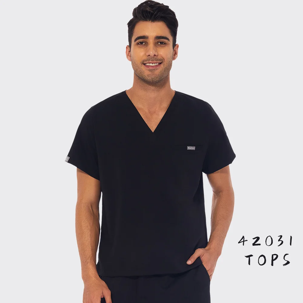 Scrubs Uniform Nurse Workwear Scrubs Blouse Medical Nursing Uniforms Women Men v Neck Clothes Doctor Working Shirts Solid Color