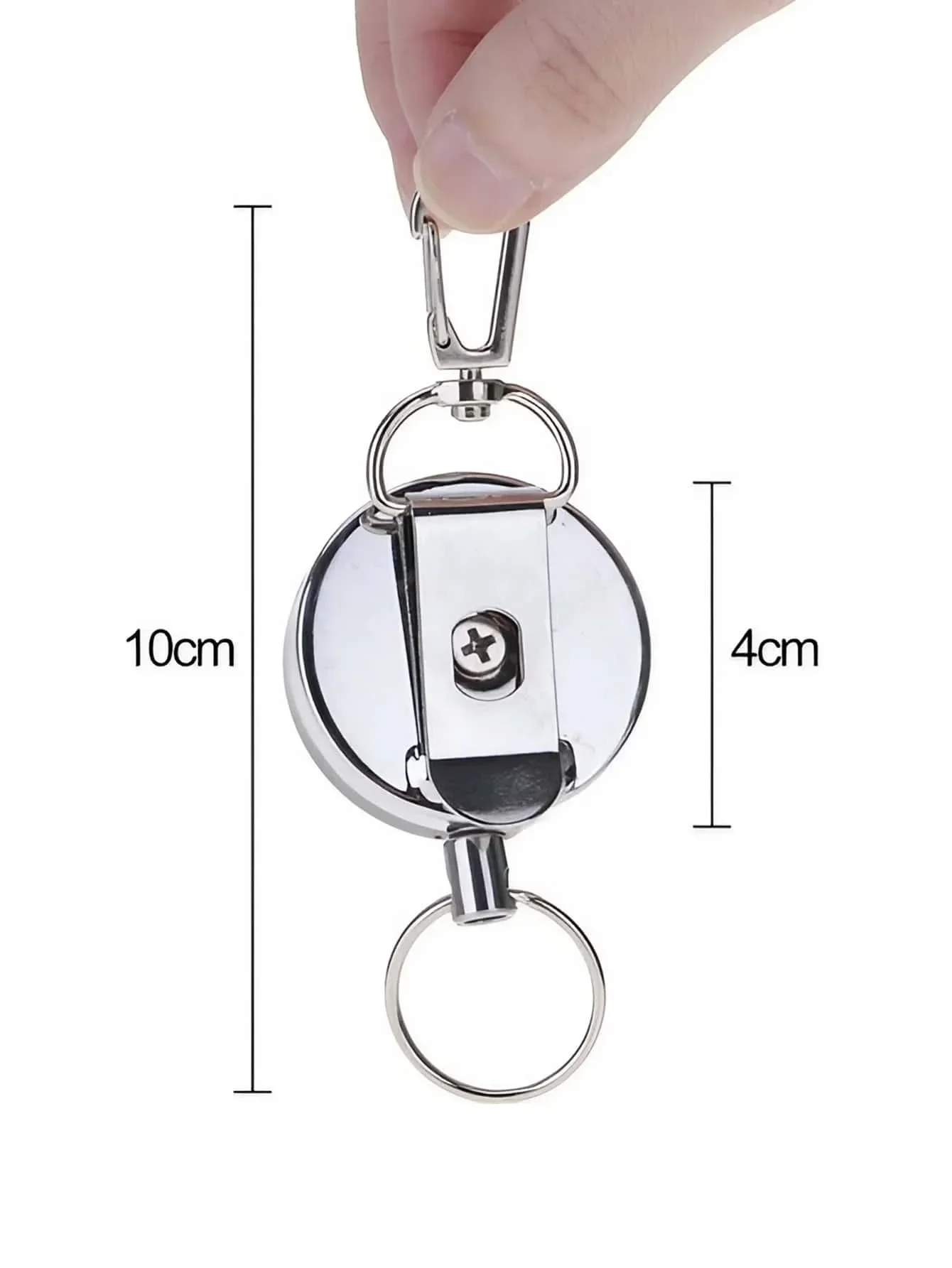 Stainless Steel Retractable Keychain Holder