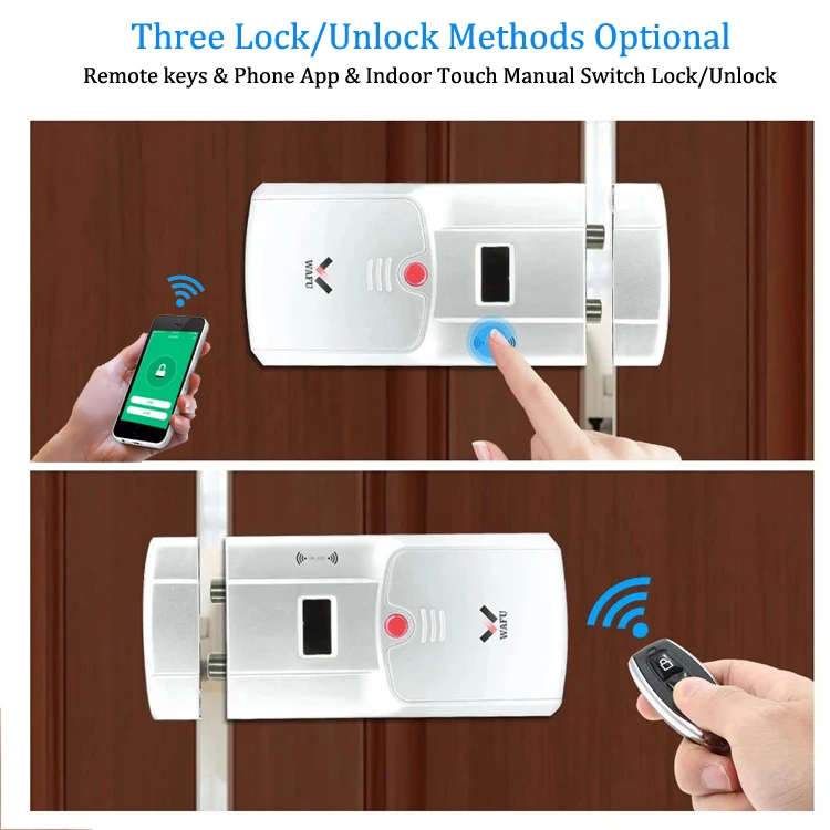 Imagem -04 - Wafu Wf011w Invisível Keyless Inteligente Fechadura da Porta 433mhz Eletrônico Fechadura da Porta Suporte Ios Android App Controle Wi-fi Desbloqueio