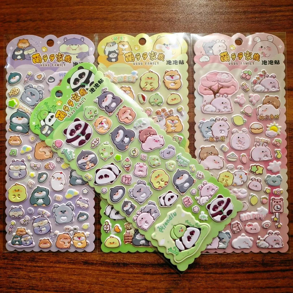 

Cute Animal Puffy Stickers 4-Pack – Kawaii Panda & Friends Decals for Scrapbooking & Crafts Papery Pop Store