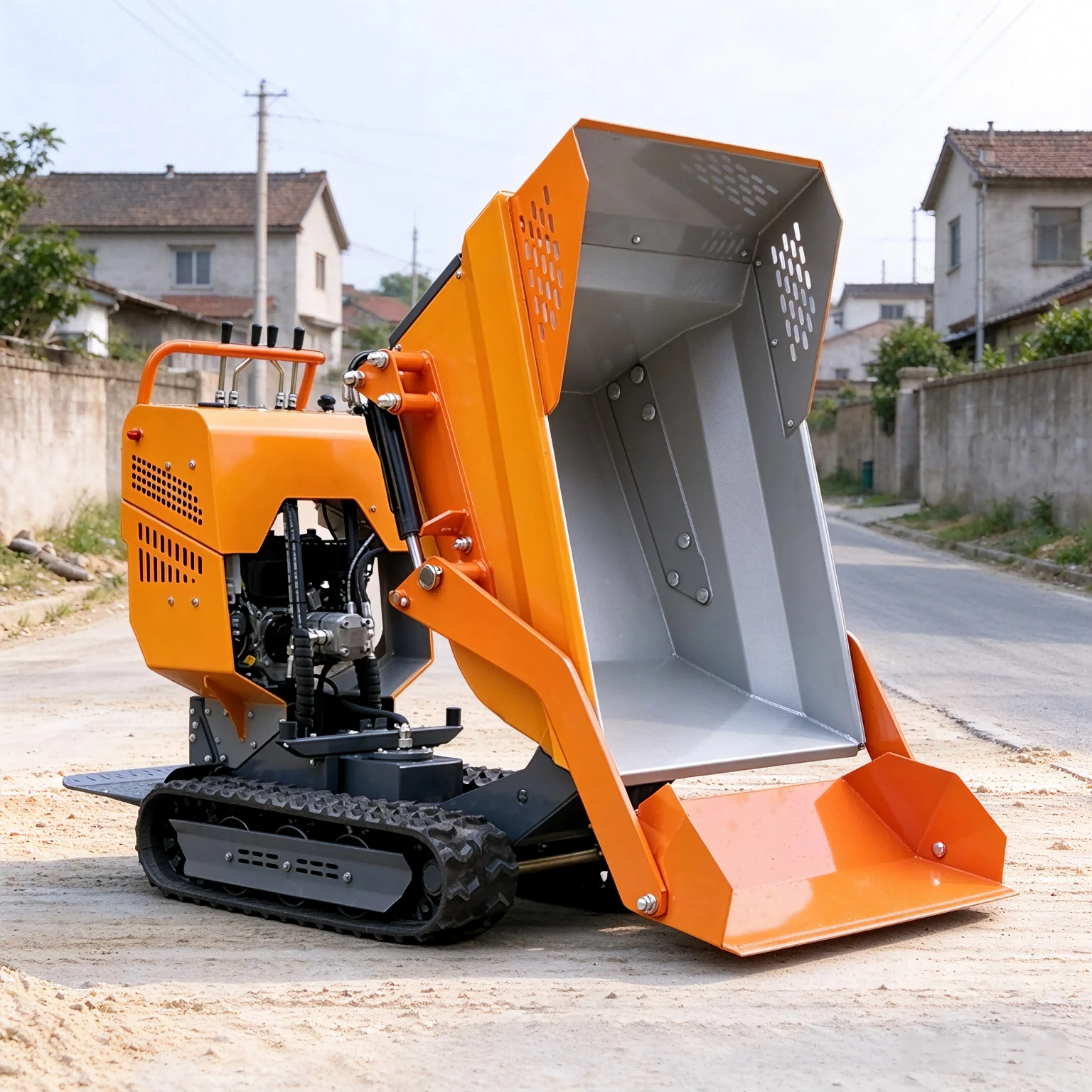 Smooth dumping Low‑noise mini site crawler haul dumper tracked hydraulic dumper small all terrain crawler dumper