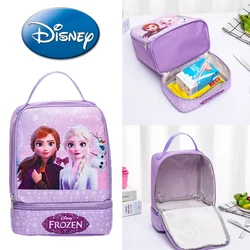 Disney Frozen Lunch Box Portable Cartoon Insulated Double Layer Lunch Bag per le donne Kid Thermal Food Picnic Student pasto Package