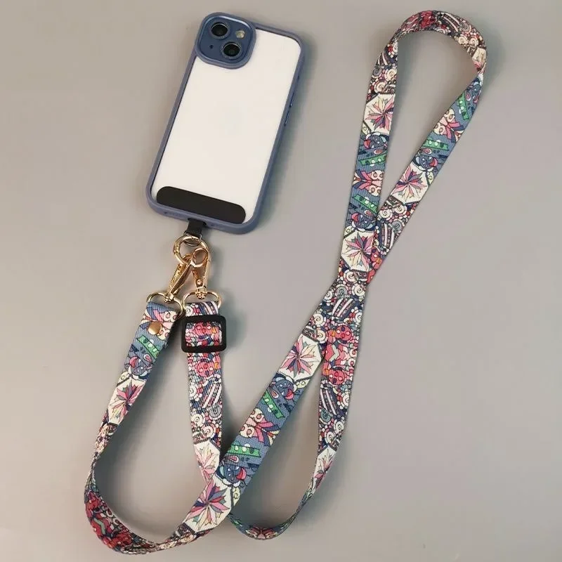 Mobile Phone Clip Antilost Retro Pattern Strap Crossbody Long Straps Adjustment Length Hanging Universal Neck Lanyard for IPhone