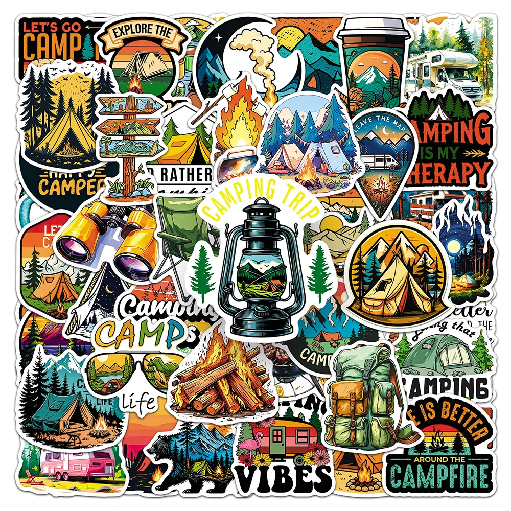 10/30/50 Stück Cartoon Outdoor Wald Camping Aufkleber Lustige Graffiti-Sticker DIY Motorrad Handy Scrapbook Coole Dekorationsaufkleber