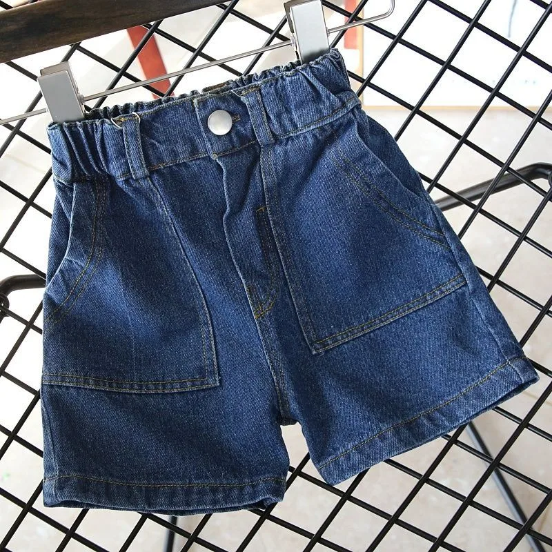 

2024 Summer Girls Casual Jeans Denim Pocket Shorts Two Colors