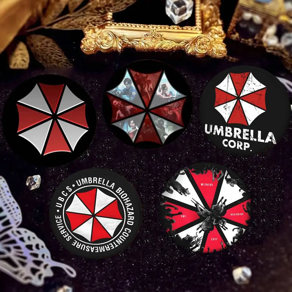 1pc Game R-RESIDENT EVIL Cartoon Style Badge Brooches On Backpack Decoration Round Enamel Pins For Accessorys
