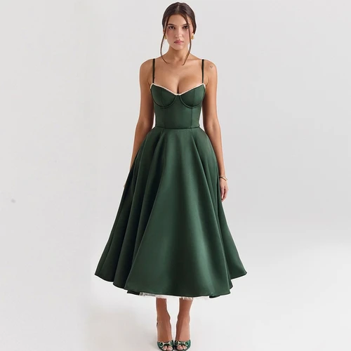 Suninheart-vestidos de fiesta de invitados de boda para mujer, vestido verde con estampado Floral, vestido Sexy ajustado de malla con abertura larga