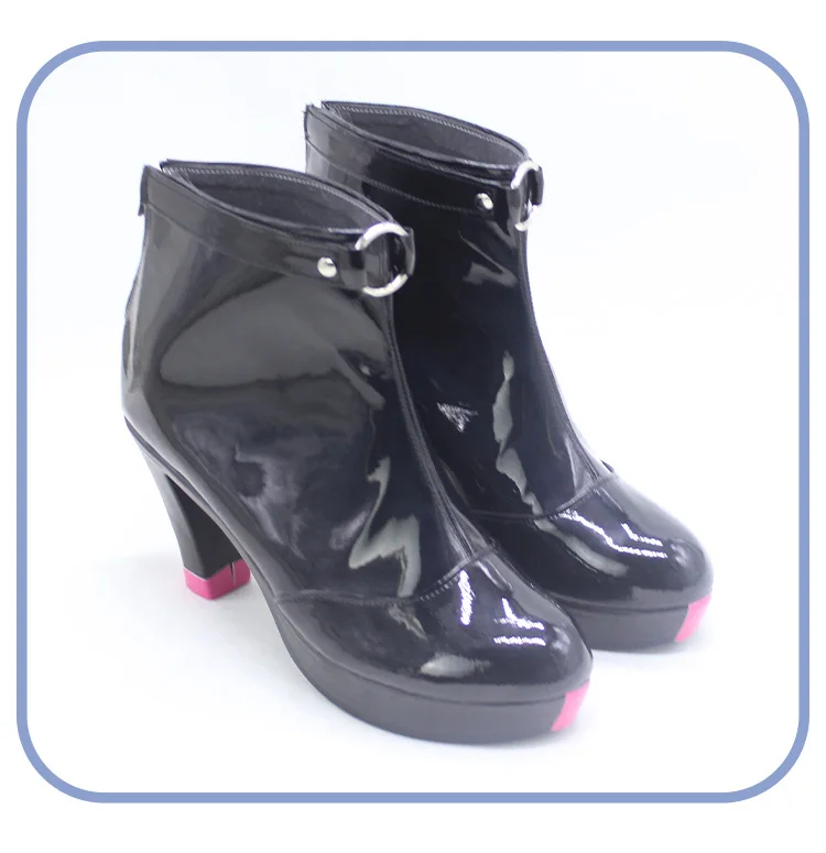 NIKKE: آلهة النصر ميهارا كوسبلاي أحذية نسائية مثيرة من الجلد الأسود أحذية لعب الأدوار في الهالوين