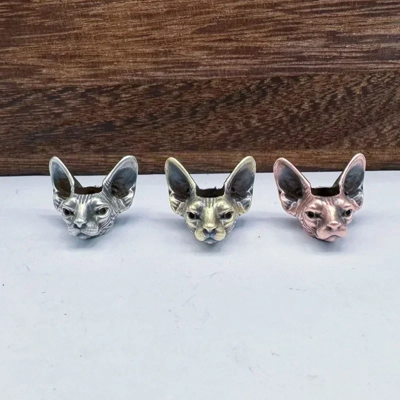 Hairless Cat Brass Knife Beads  EDC Umbrella Rope Pendants DIY Paracord Bracelets Accessories Lanyard Hangings