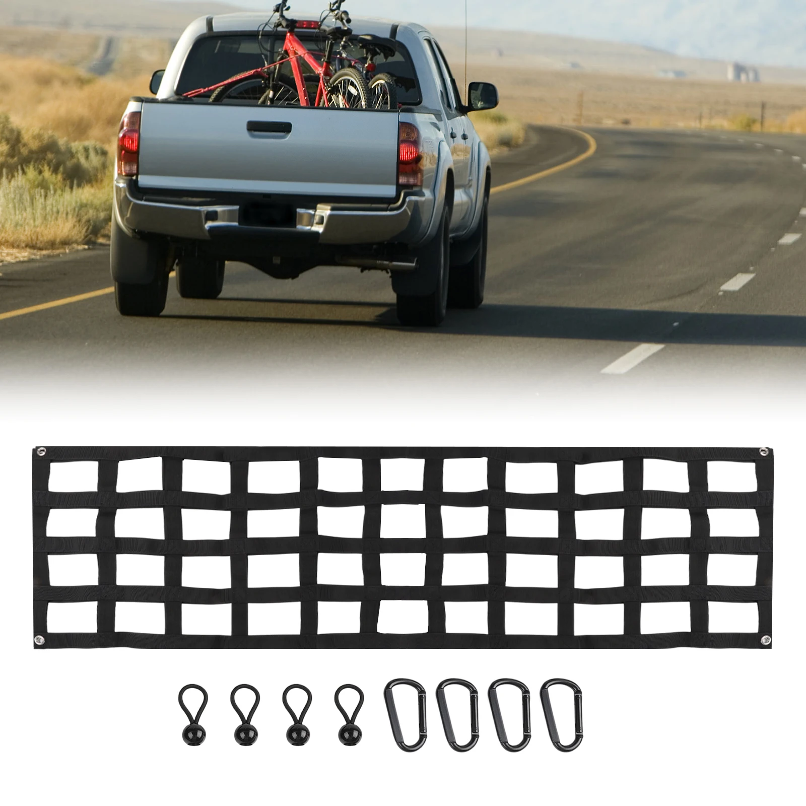 for Road Trip Cargo BLACK Tailgate Net Easy Installation Tailgate Net Car Accessory Improves Fuel Efficiency  for