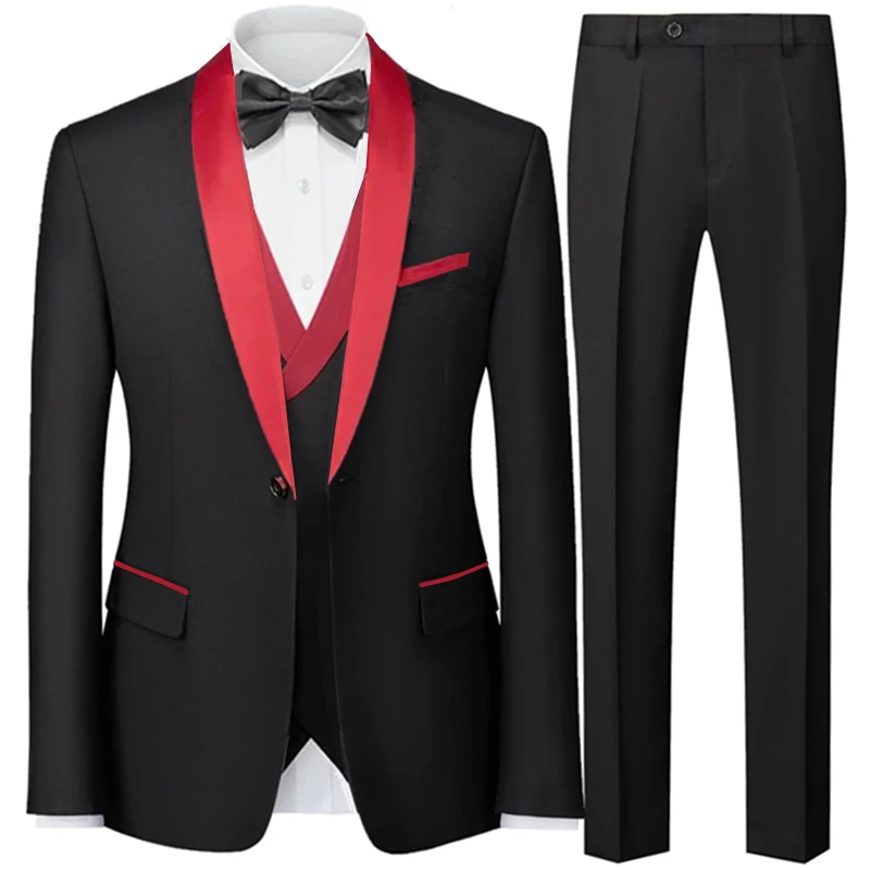 Blazers Pants Vest 3 Pieces Sets / Fashion Men\'s Casual Boutique Business Wedding Groomsmen Suit Jacket Coat Trousers Waistcoat