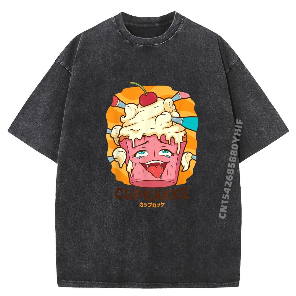 

Забавные озорные пищевые калампы Kawaii Cupkakke, японские рубашки с кексами, футболка с рисунком, мужские мягкие потертые майки De Hombre с надписью