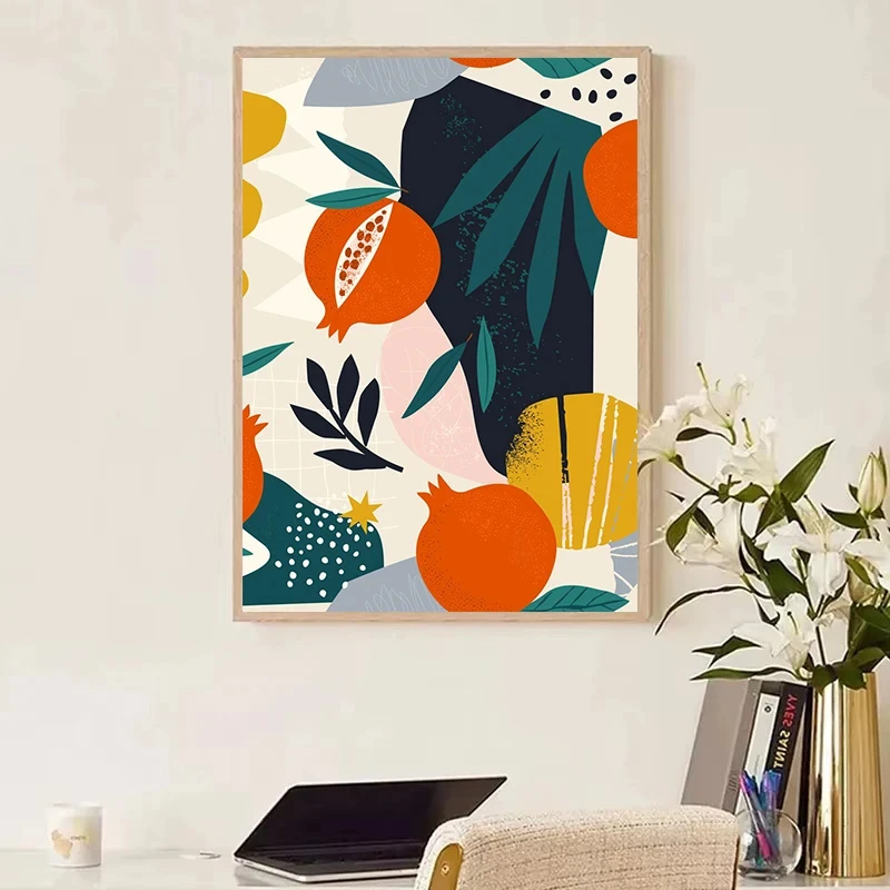 كوكتيل الفاكهة الليمون الغذاء قماش اللوحة الاسكندنافية بسيطة الجدار ملصق فني وطباعة غرفة المعيشة المنزلي المطبخ الديكور #5