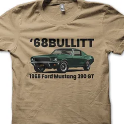 68 Bullitt Mustang 390 GT retro cotton t shirt 9036