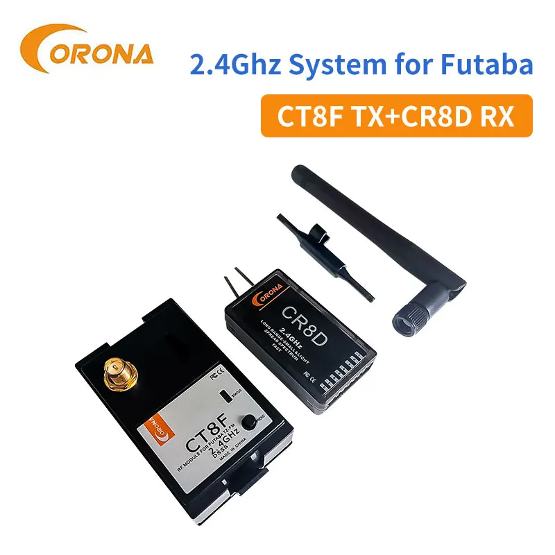 Corona 2.4Ghz Futaba HiTec Module TX RX Combo Kit CR8D and CT8F (V2 DSSS) Convert To  System RC Toy Model Transmitter