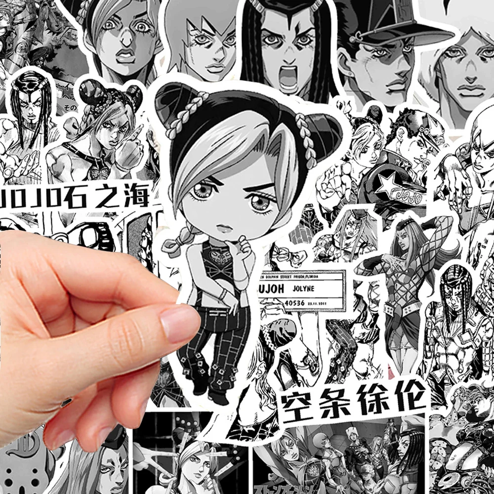 10/30/68pcs JoJos Bizarre Adventure Anime Stickers Black White Decal for Motorcycle Helmet Luggage Cool Cartoon Graffiti Sticker