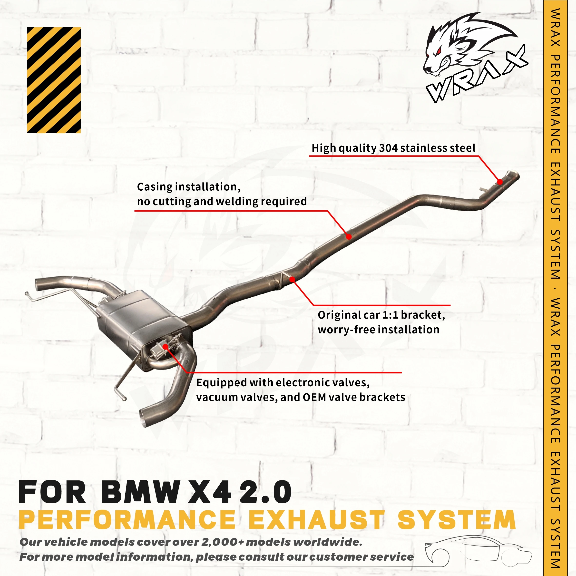 

Car Accessories For BMW X4 2.0 G02 F98 F26 Direct Fit Replacement WRAX Racing Performance Car Catback Exhaust