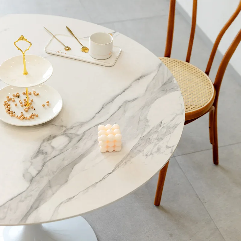 Slate dining table round modern simple small apartment restaurant white light home